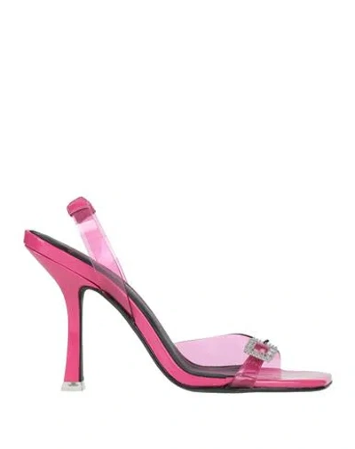 Black Suede Studio Woman Sandals Fuchsia Size 8 Pvc - Polyvinyl Chloride, Leather
