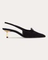 Black Suede Studio Adore Slingback Kitten Heel Pump In Black