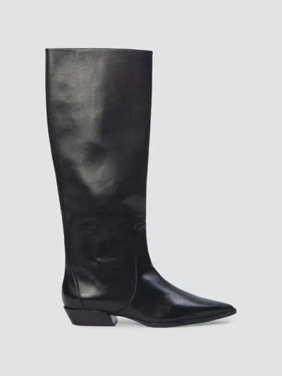 Black Suede Studio Women's Aero 30mm Boots In Black Leather