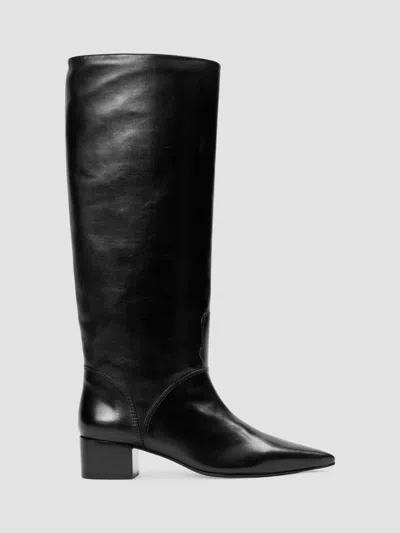 Black Suede Studio Women's Alba 45mm Boots In Black Leather