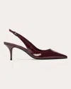 Black Suede Studio Alloy Patent Slingback Pumps In Red