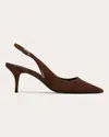 Black Suede Studio Alloy Pointed Toe Slingback Pump In Brown