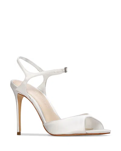 Black Suede Studio Women's Ankle Strap Sandals In White