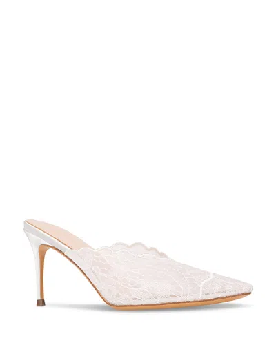 Black Suede Studio Women's Ash 80 Lace Mules In White