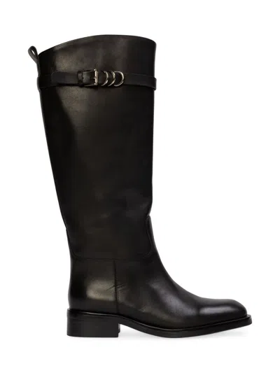 BLACK SUEDE STUDIO WOMEN'S ASHLEY LEATHER RIDER BOOTS