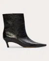 Black Suede Studio Avenue 50 Pointed Toe Kitten Heel Bootie In Black