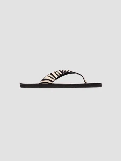 Black Suede Studio Bae Ponyhair Flip Flop In Animal Print
