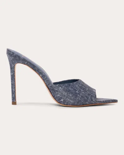 Black Suede Studio Washed Denim Pointy Mule Sandals In Blue