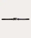 Black Suede Studio Women's Greca Leather Belt In Black Leather/silver