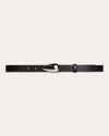 Black Suede Studio Bean Belt In Black Leather/silver Hardware
