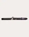 Black Suede Studio Slim Arrow Belt In Black Leather/silver Hardware