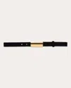Black Suede Studio Women's City Suede Belt In Black Suede/gold Hardware
