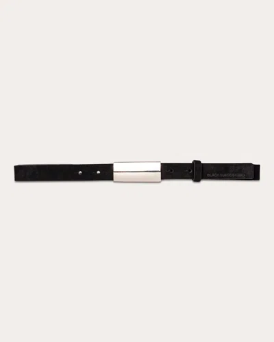Black Suede Studio Women's City Suede Belt In Black Suede/silver Hardware