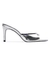 Black Suede Studio Brea 80 Metallic Leather Mules In Silver