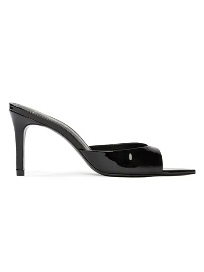 Black Suede Studio Women's Brea 80mm Patent Leather Mules In Black