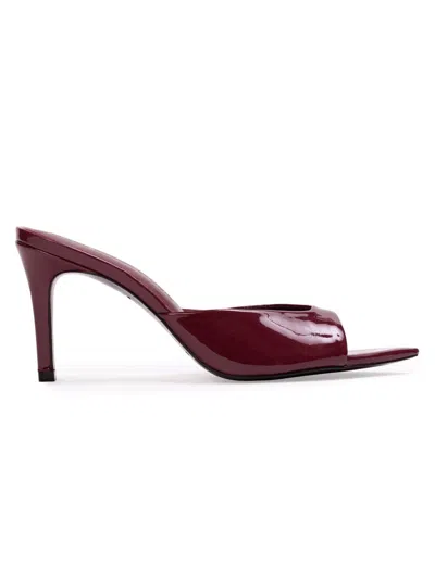Black Suede Studio Women's Brea 80mm Patent Leather Mules In Burgundy