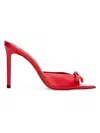 Black Suede Studio Brea Calfskin Bow Stiletto Mules In Racing Red
