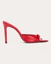 Black Suede Studio Brea Calfskin Bow Stiletto Mules In Red