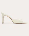 Black Suede Studio Mirror Leather Stiletto Slide Sandals In Coconut Patent