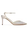 Black Suede Studio Cara 80 Mesh Pump In White