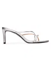 Black Suede Studio Carla 65 Cross-strap Kitten Heels In Silver