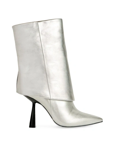 Black Suede Studio Women's Cecille Metallic Ankle Boots In Silver
