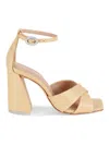Black Suede Studio Women's Chelsea Raffia Block Heel Sandals In Natural