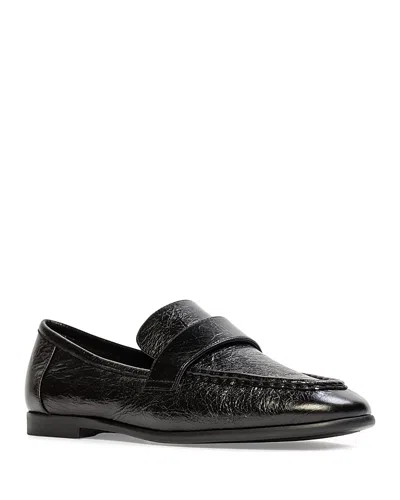 Black Suede Studio Arrow Loafer In Black Crinkled Leather