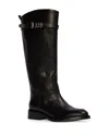 Black Suede Studio Ashley Leather Boot In Black
