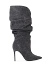 Black Suede Studio Women's Claudia Slouched Heel Boots In Black Washed Denim