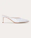 Black Suede Studio Sequin Kitten Mule Pumps In White