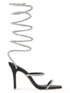 Black Suede Studio Court Crystal Corkscrew Coil Sandals In Black Leather