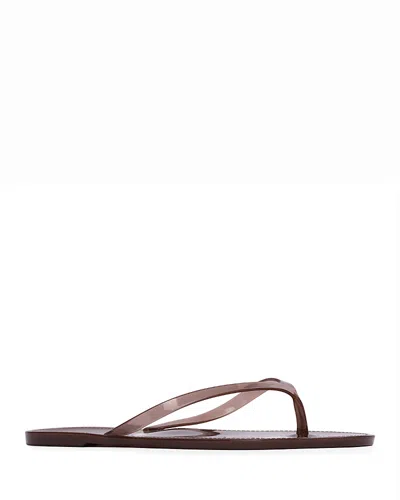 Black Suede Studio Crystal Jelly Flip Flops Chestnut In Brown