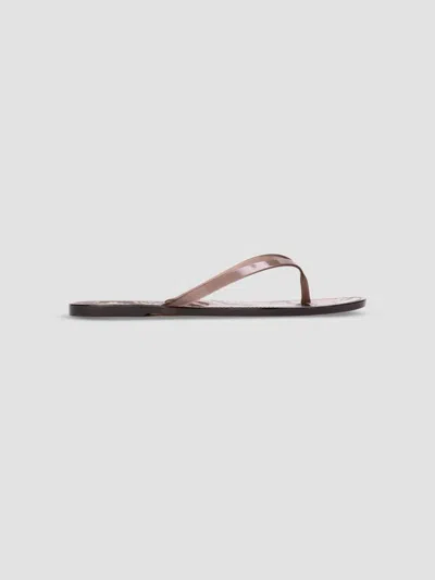 Black Suede Studio Women's Crystal Snake Pvc Flip Flops In Brown