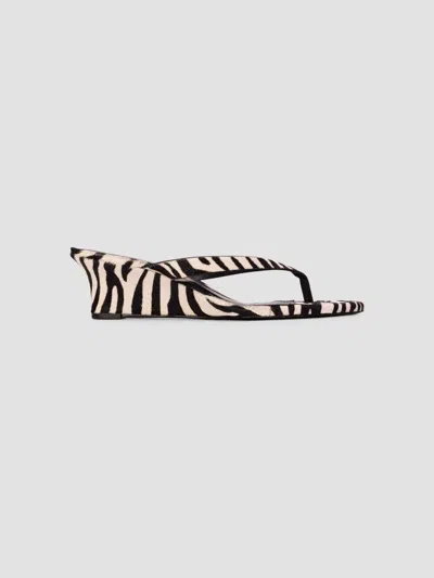 Black Suede Studio Easy 50 Ponyhair Wedge In Zebra Pony Hair