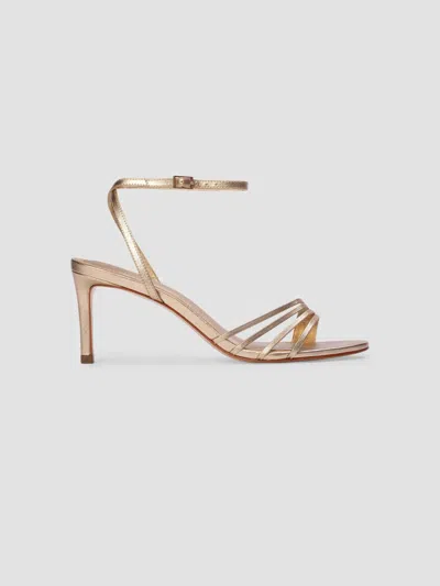 Black Suede Studio Women's Ella 70mm Metallic Sandals In Gold Metallic Leather