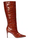 Black Suede Studio Ember Croc-effect Leather Boots In Brown