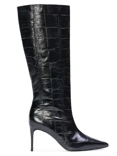 BLACK SUEDE STUDIO WOMEN'S EMBER 80MM CROC EMBOSSED BOOTS