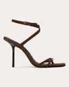 Black Suede Studio Frankie 100 Ankle Strap Sandal In Brown