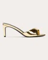 Black Suede Studio Metallic Leather Peep-toe Mules In Gold