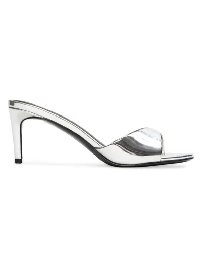 Black Suede Studio Women's Freddie 65mm Patent Leather Mules In Gray