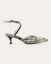 Black Suede Studio Grazia 50 Ankle Strap Pointed Toe Kitten Heel Pump In Neutrals