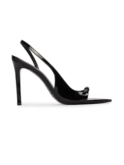 Black Suede Studio Women's Heidi 100mm Patent Slingbacks In Black