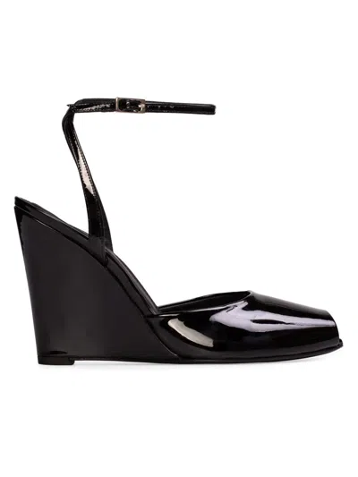 BLACK SUEDE STUDIO WOMEN'S IDETTA 100MM WEDGE SANDALS