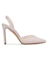 Black Suede Studio Jayla Lace Slingback Pumps In Pink