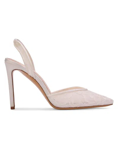 Black Suede Studio Jayla Lace Slingback Pumps In Pink