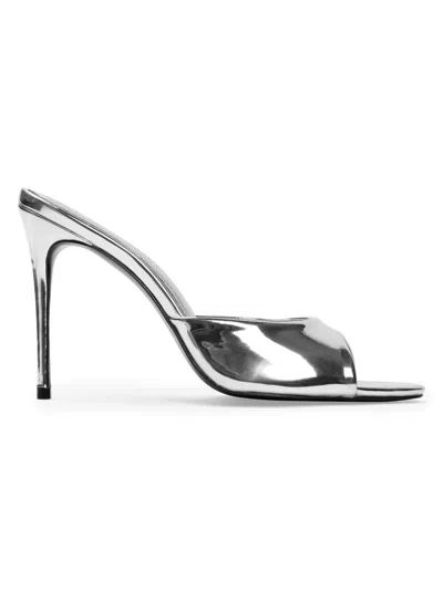 Black Suede Studio Women's Jazz 100mm Patent Mules In Silver