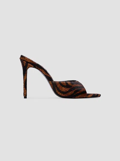 Black Suede Studio Women's Jazz 100mm Pony Hair Mules
