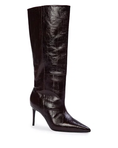 Black Suede Studio Women's Kath 80 Pointed Toe Knee High Boots In Burgundy