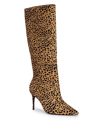 Black Suede Studio Women's Kath 80 Pointed Toe Knee High Boots In Multi
